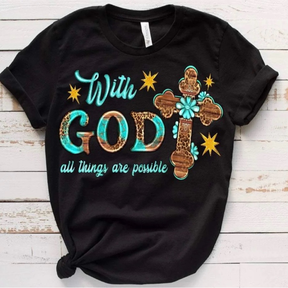 Black Short Sleeve Tee with Inspirational Graphic